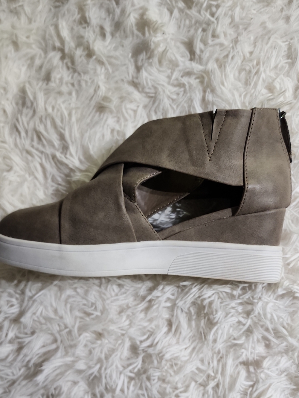 Journee Collection Taupe Slip-On Wedge Sneaker